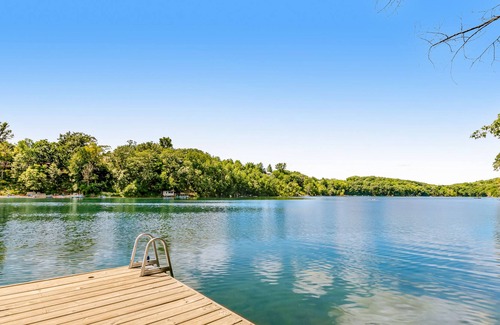 Oxford House | Lakefront home with deck, patio, dock, fire pit, kayak, & gas fireplace