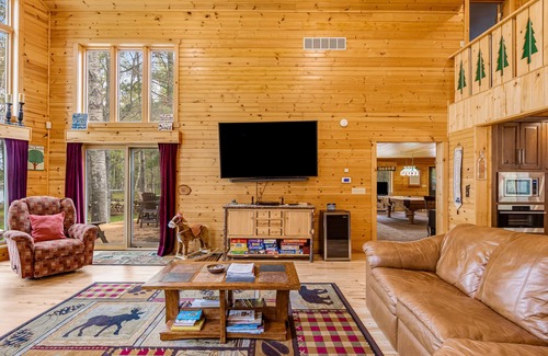Conover House | Lakefront home with game rooms, dock, kayaks, private beach, fireplace, firepit