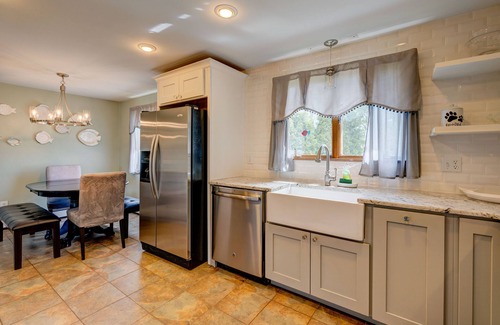 Forestdale House | Lakefront Home with Porch, Patio and Fenced Yard - Short Drive to Beach