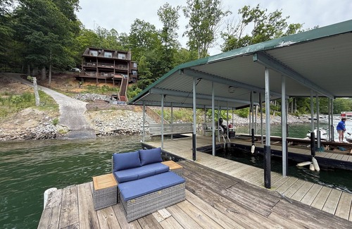 Big Creek House | Lakefront House with Hot Tub, 2 covered Decks, Boat Dock & Patio w/Firepit