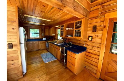 Schroon Lake Cabin | Lakefront Log Cabin with Mountain and Water Views