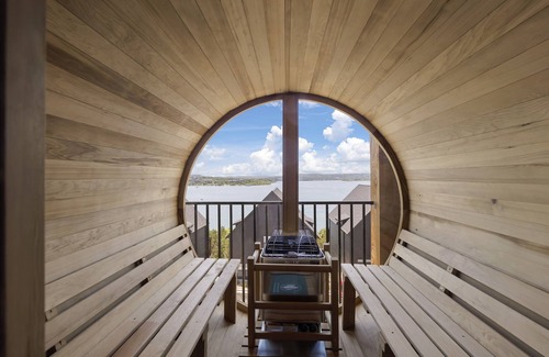 Hollister House | Lakefront | Two homes (sleeping 46) golf simulators, outdoor saunas, & hot tubs