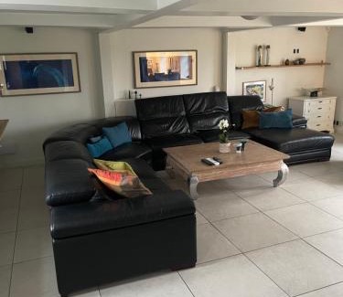 Slagelse Apartment | Large cozy living room with bedroom, bathroom