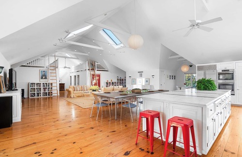 Mattituck House | Large Modern North Fork Barn: Vineyards in Backyard