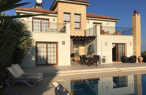 Catalkoy Villa | Large modern private spacious villa with pool. Panoramic Mountain & Sea Views.