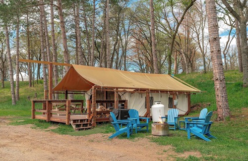 St Croix Falls RV Rental | Large tent on massive Big Rock Creek Estate!