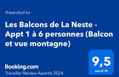 Arreau Apartment | Les Balcons de La Neste - Appt 1 à 6 personnes (Balcon et vue montagne)