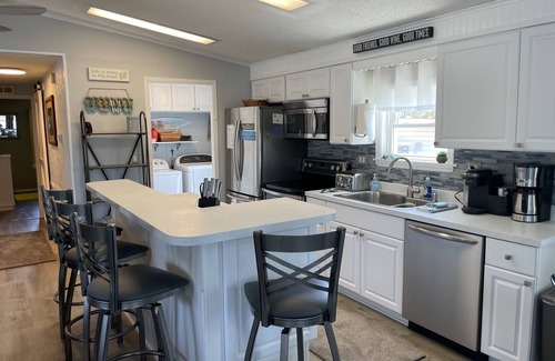 Garden City House | Like 2 Homes for 1! Steps from Beach! Dog OK! Golf Cart, Linens, & Much More!