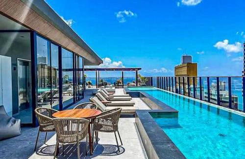 Graca Apartment | Lindo Studio de Alto padrão no Corredor da vitória com Cozinha Completa, Piscina e Academia no Rooftop, Lavanderia e Minimercado