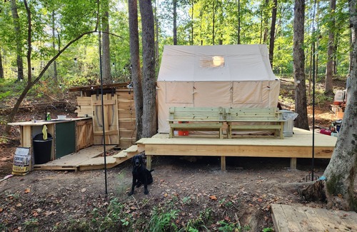 Villa Rica RV Rental | Llama Retreat - wall tent in a peaceful setting