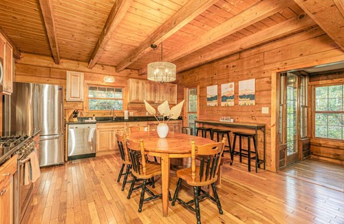 Bryson City Apartment | Log Cabin, Hot Tub, Fire Pit, Roaring Creek