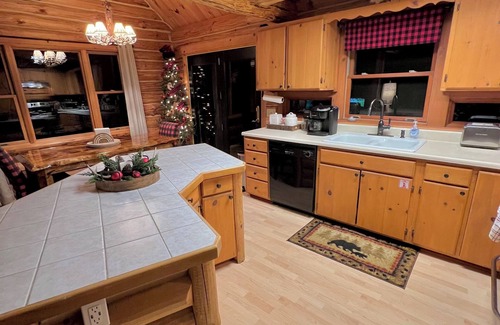 Thompsonville House | Log Cabin on 22 private acres, 2 min to Crystal! 3 Bed, 2 Bath, Game Room, AC