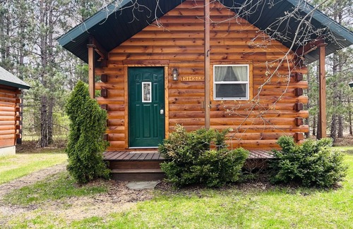 Thompsonville Cabin | Log Cabin with Hot Tub 2 Miles from Crystal Mountain!