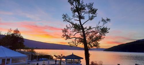 Duingt Apartment | Logement atypique avec vue unique panoramique sur le lac d’Annecy, dans une résidence avec plage et ponton privée sur la commune de Duingt (Rive gauche du lac).