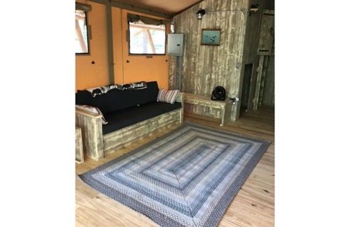 Salsbury Cove RV Rental | Loon Tent, Woods of Eden Glampground, Acadia.