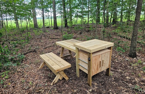 Deer Lodge RV Rental | Lovely glamping site off the beaten path in a beautiful wooded setting.