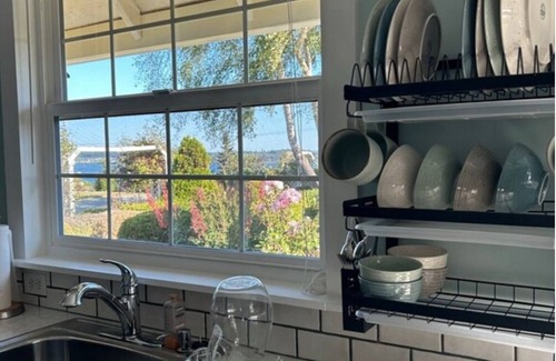 Oak Harbor Cottage | Lovely water and garden views. Two minutes drive to beaches, six to either town!