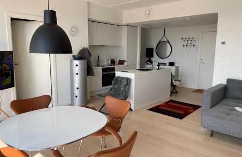 Copenhagen SV Apartment | Luksuslejlighed på 7 sal med elevator, vestvendt altan og udsigt over havn og by