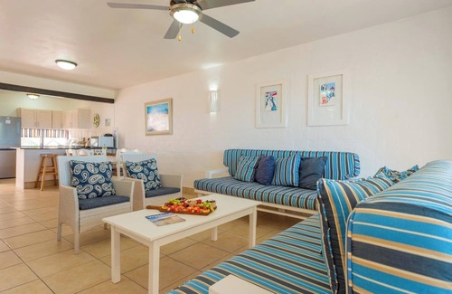 Mykonos Apartment | Luxe Beachside Retreat | Patio | Resort Perks
