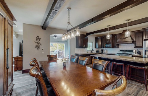 Gypsum House | Luxe home on Gypsum Creek Golf Course with fireplace and mountain views