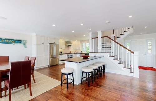 Yarmouth Port House | Luxe lakefront home on Follins Pond with private beach, amazing decks & yard