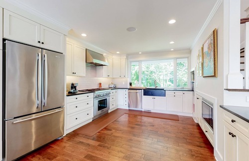 Yarmouth Port House | Luxe lakefront home on Follins Pond with private beach, amazing decks & yard
