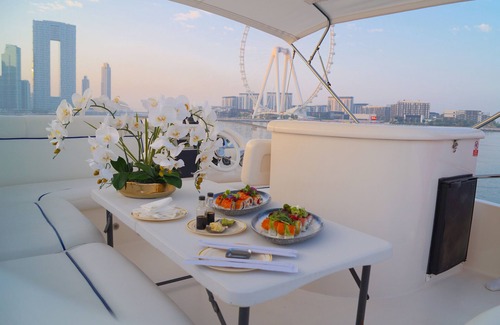 Dubai Boat Rental | Luxurious 2-bedroom on a 50FT Yacht with WiFi, AC in welcoming Dubai