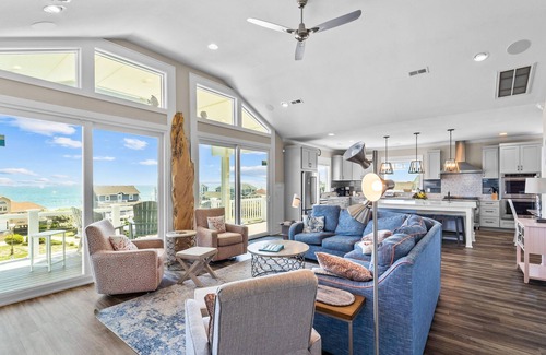 Carolina Dunes House | Luxurious home steps from beach with pool, hot tub, game room & fireplace