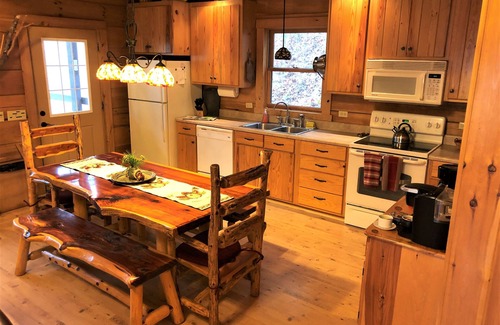 Robbinsville Cabin | Luxury 4BR Log Cabin, Private Mountain Acreage, Dog+Biker Friendly, Hot Tub WiFi