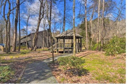 East Ellijay Apartment | Luxury Riverfront Getaway with Fire Pit and Private Deck