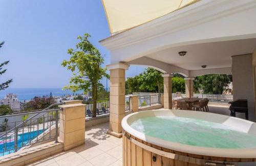 Agios Tychon Villa | Luxury Seaview Limassol Villa Pool Jacuzzi Sauna