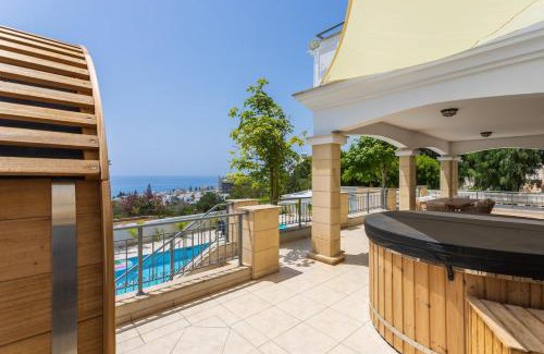 Agios Tychon Villa | Luxury Seaview Limassol Villa Pool Jacuzzi Sauna