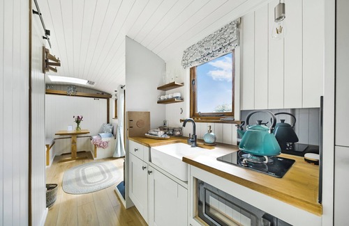 Menai Bridge Apartment | Luxury Shepherds Hut with hot tub, firepit and gas barbeque
