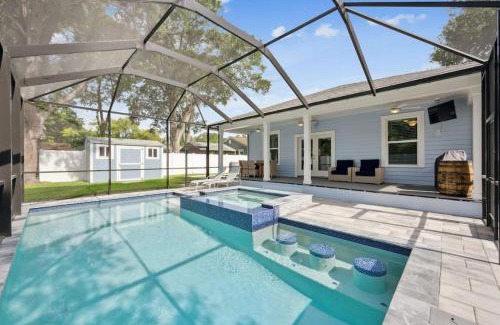 Riverside Heights House | Luxury Stay Heated Pool and Hot Tub Fenced Yard