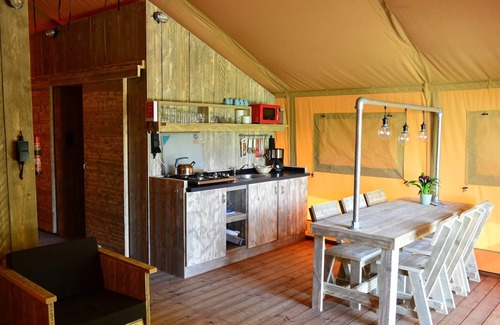 's-Gravenzande RV Rental | Luxury Tent with Kitchen & Shower near Beach & Campsite