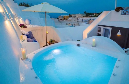 Karterados Villa | Lydia Luxury cave Villa with Jacuzzi & sea view