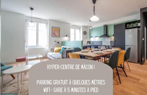 Macon Apartment | Mâcon Cozy/Appartement central 100m²/8 pers