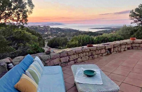 Liscia di Vacca Villa | Magical view from villa and pool over Costa Smeralda sea and islands