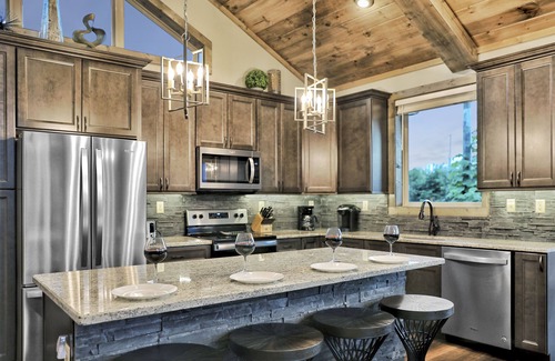 Chalet Village North Cabin | MAGNIFICENT Modern Luxury Cabin! VIEWS! HUGE Decks! Fire Pits! Gaming! Theater!