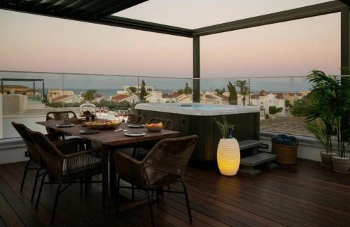 Pernera Villa | Magnificent Protaras Villa Villa Chelsea 3 Bedrooms Private Outdoor Pool And Hot Tub Furnished Sun Terrace Shaded Furnished Terrace Bbq