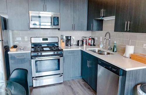 Near South Side Apartment | McCormick Place 2b/2b family unit with optional parking for up to 8 guests