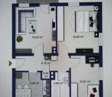 Haunstetten-Nord Apartment | Modern 2-Bedroom Apartment Near Messe 2-4 Guests