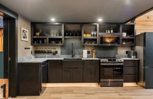 Sebago House | Modern A-frame house with hot tub and fire pit. Very private!