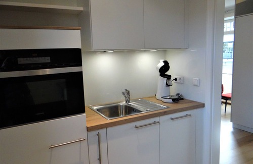 Bad Essen Apartment | Modern apartment with a fireplace in a listed half-timbered house on the market square