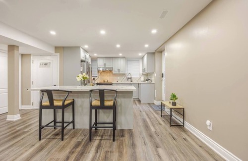 Ajax Apartment | Modern Basement Oasis: Kitchen, Bed, Bath!