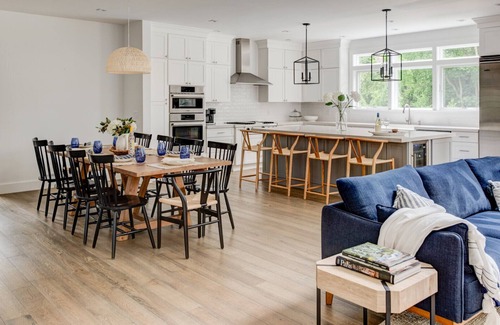 North Haven House | Modern Coastal Farmhouse style home with a private pool, open-floor plan,.