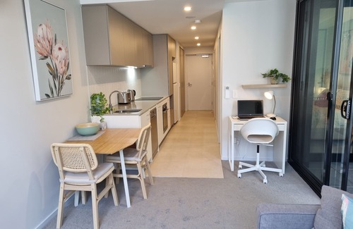Greenway Apartment | Modern designer gem with access to complex pool, spa, sauna and rooftop park.