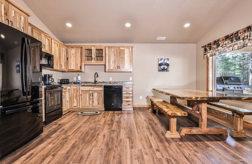Conover House | Modern dog-friendly cabins with hot tub, fireplace, patio, grill, central AC, & W/D