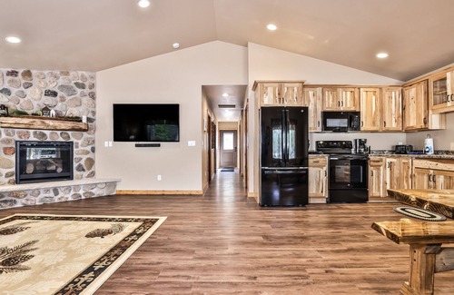 Conover House | Modern dog-friendly cabins with hot tub, fireplace, patio, grill, central AC, & W/D