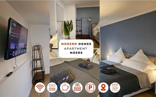 Moers Apartment | Modern Homes - Voll ausgestatte Wohnung - Balkon - Hotelbetten - 4K TV - WLAN